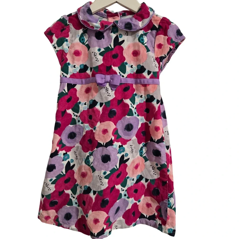 Gymboree Girls Floral Print Corduroy Dress Size 3T Purple Pink Flower‎ Cute